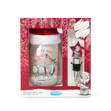 Stemless Wine Glass, Santa Hat & Bottle Stopper Me to You Gift Set £9.99
